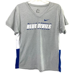 Duke Blue Devils Nike Shirt Womens Large Team V-Neck Side Panel Performance